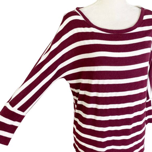Mix by 41Hawthorn Sweater Medium Maroon White Stripes Super Soft - Picture 5 of 9